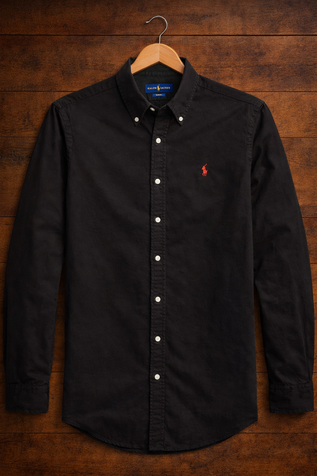 Black Oxford Shirt (Red Logo)