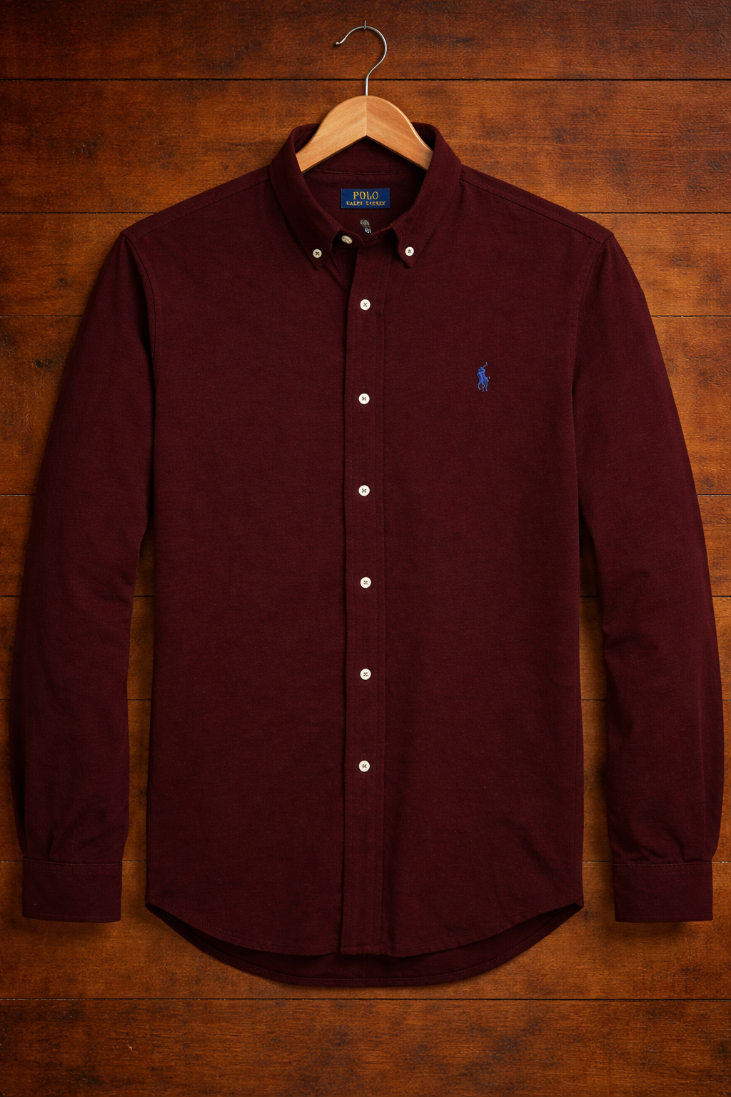 Wine Oxford Shirt Green Logo